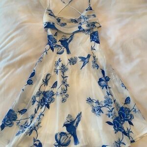 Blue and White Floral Dress